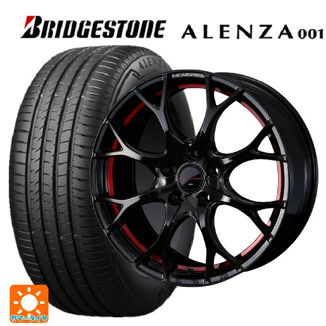 トヨタ アルファード(30系)用 235/50R18 97V ブリヂストン アレンザ001 正規品 ウェッズ ノヴァリス ローグユーワイ BK/RED 新品サマータイヤホイール 4本セット