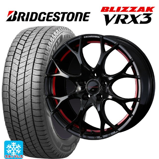 トヨタ アルファード(30系)用 225/60R17 99Q ブリヂストン ブリザック VRX3 正規品 ウェッズ ノヴァリス ローグユーワイ BK/RED 新品スタッドレスタイヤホイール 4本セット
