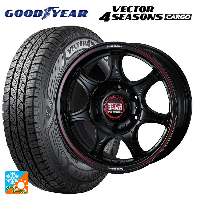 195/80R15 107/105N グッドイヤー ベクター4シーズンズ カーゴ ヨシムラ WRS セブン セミマットブラック 15-6J 国産車用 オールシーズンタイヤホイール4本セット｜タイヤホイール専門店コニシタイヤ