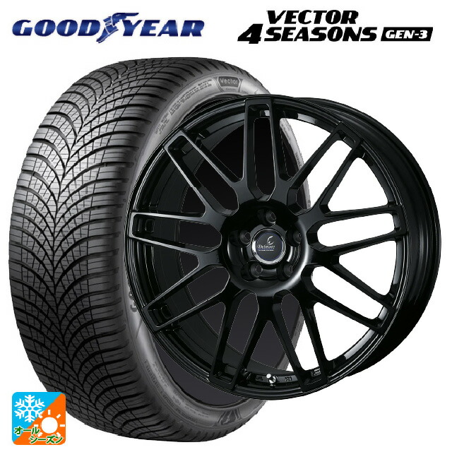 トヨタ クラウンクロスオーバー(35系)用 255/45R20 105W XL グッドイヤー ベクター4シーズンズ ジェン3 ウェッズ デルモア LC.S グロスブラック 新品オールシーズンタイヤホイール 4本セット