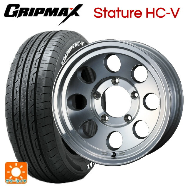 スズキ ジムニーシエラ(74系)用 195/80R15 107/105Q グリップマックス スタチャーHCV ホワイトレター ウェッズ ジムライン タイプ2 POL 新品サマータイヤホイール 4本セット