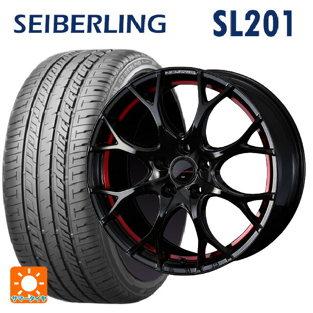 225/40R18 92W XL セイバーリング セイバーリング SL201(ブリヂストン工場生産） ウェッズ ノヴァリス ローグユーワイ BK/RED 18-8J 国産車用 サマータイヤホイール4本セット