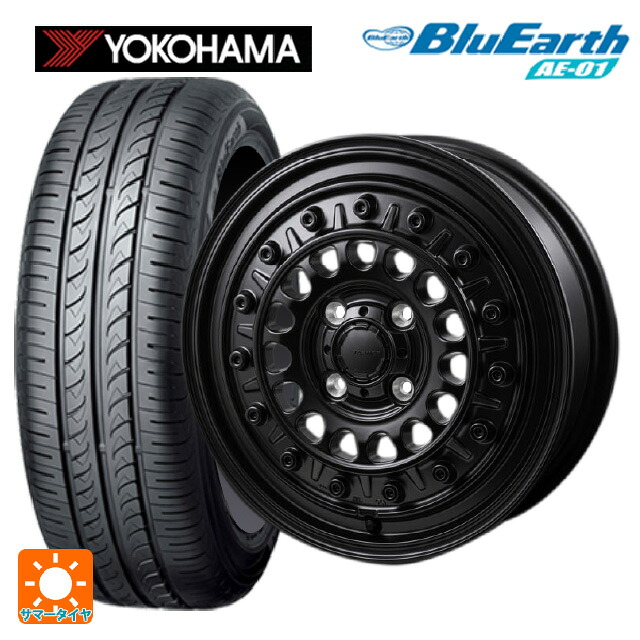 ミツビシ デリカミニ(4WD車)(B3系)用 165/60R15 77H ヨコハマ ブルーアース AE01 ジャパン三陽 ハイブロック ターマー サテンブラック 新品サマータイヤホイール 4本セット
