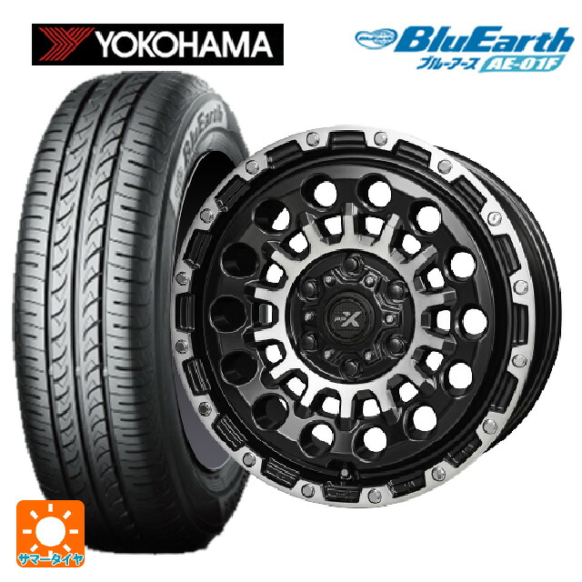 195/60R16 89H ヨコハマ ブルーアース AE01F 共豊 PPX GX14 マットブラッククリア×ポリッシュ 16-7J 国産車用 サマータイヤホイール4本セット