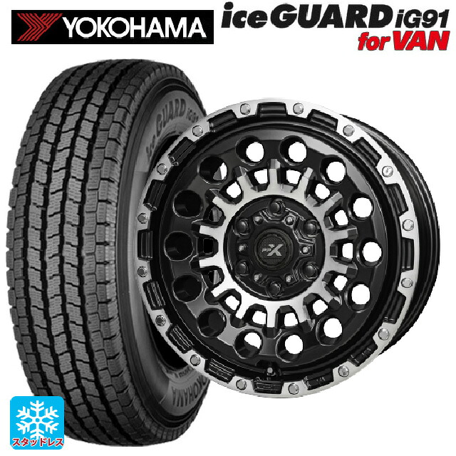 スズキ ジムニー(64系)用 185/85R16 111/109L ヨコハマ アイスガード IG91 for VAN 共豊 PPX GX14 マットブラッククリア×ポリッシュ 新品スタッドレスタイヤホイール 5本セット
