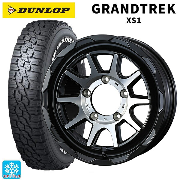 スズキ ジムニー(64系)用 215/70R16 100/97N ダンロップ グラントレックXS1 ホワイトレター ウェッズ マッドヴァンス06 マットブラックポリッシュ 新品スタッドレスタイヤホイール 5本セット