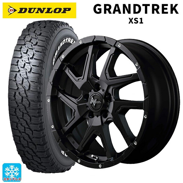 2024年製 215/70R16 100/97N ダンロップ グラントレックXS1 ホワイトレター # エムアイディー ナイトロパワーデリンジャー セミグロスブラック/フランジピアスドリルド 16-7J 国産車用 スタッドレスタイヤホイール4本セット