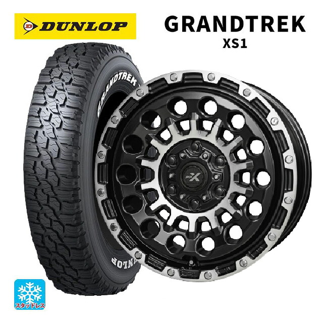 スズキ ジムニー(64系)用 215/70R16 100/97N ダンロップ グラントレックXS1 ホワイトレター 共豊 PPX GX14 マットブラッククリア×ポリッシュ 新品スタッドレスタイヤホイール 5本セット