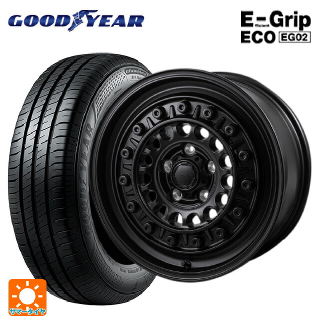 205/60R16 92H グッドイヤー エフィシェントグリップ エコ EG02 ジャパン三陽 ハイブロック ターマー サテンブラック 16-7J 国産車用 サマータイヤホイール4本セット