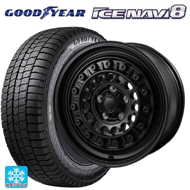 2025年製 195/65R15 91Q グッドイヤー アイスナビ8 # ジャパン三陽 ハイブロック ターマー サテンブラック 15-6J 国産車用 スタッドレスタイヤホイール4本セット