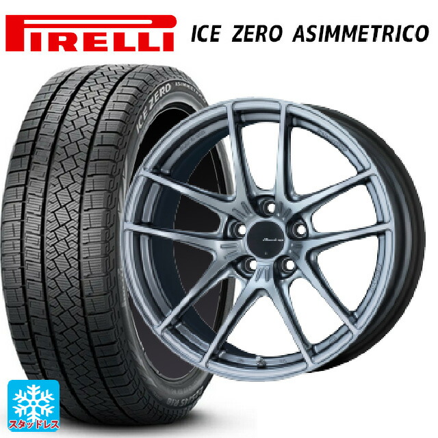 225/60R18 100H ピレリ アイスゼロ アシンメトリコ 正規品 # エンケイ レーシング NVR5 SS 18-8J 国産車用 スタッドレスタイヤホイール4本セット
