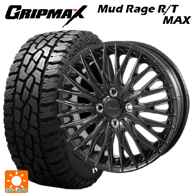 ミツビシ デリカミニ(4WD車)(B3系)用 165/60R15 77Q グリップマックス マッドレイジ RTマックス ホワイトレター ジャパン三陽 ワーウィック クライヴァー グロスブラック 新品サマータイヤホイール 4本セット