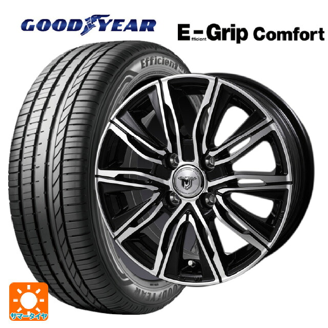 165/60R14 75H グッドイヤー エフィシェントグリップ コンフォート ジャパン三陽 ジェイピースタイル エムジェイクロス ブラックメタリックポリッシュ 14-4.5J 国産車用 サマータイヤホイール4本セット