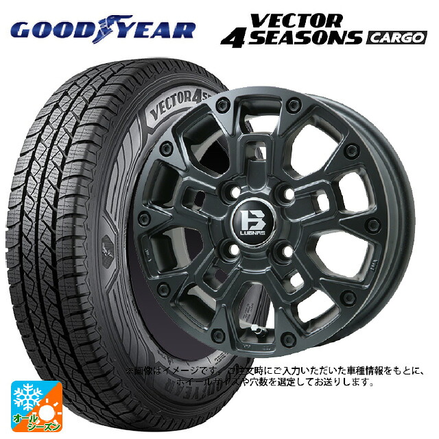 スズキ ジムニーノマド(JC74W)用 195/80R15 107/105N グッドイヤー ベクター4シーズンズ カーゴ ビックウェイ ビーラグナス ビーアールディー マットブラック 新品オールシーズンタイヤホイール 4本セット