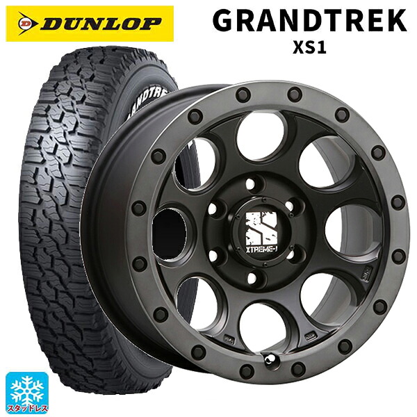 2024年製 215/70R16 100/97N ダンロップ グラントレックXS1 ホワイトレター # エムエルジェイ エクストリームJ XJ03 Flat Black Smoke 16-7J 国産車用 スタッドレスタイヤホイール4本セット