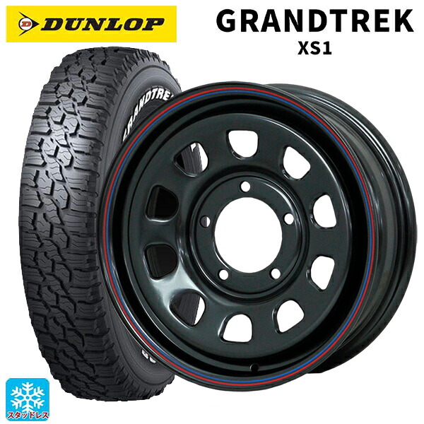 2024年製 215/70R16 100/97N ダンロップ グラントレックXS1 ホワイトレター # モリタ デイトナズ ブラック(レッド/ブルーライン) 16-5.5J 国産車用 スタッドレスタイヤホイール4本セット