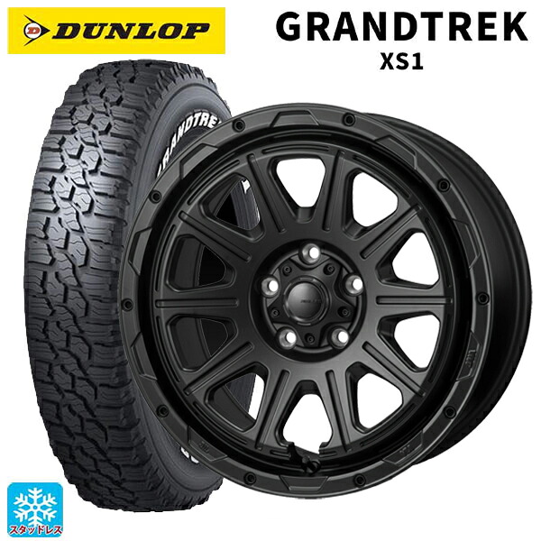 2024年製 215/70R16 100/97N ダンロップ グラントレックXS1 ホワイトレター # ジャパン三陽 ハイブロック レグルス サテンブラック 16-7J 国産車用 スタッドレスタイヤホイール4本セット