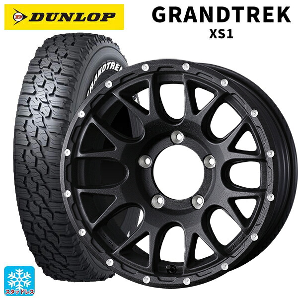 スズキ ジムニー(64系)用 185/85R16 105/103L ダンロップ グラントレックXS1 ホワイトレター ウェッズ マッドヴァンス 08 FLINT BLACK 新品スタッドレスタイヤホイール 4本セット