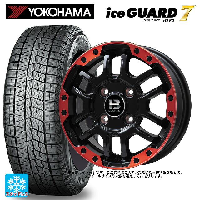 トヨタ bZ4X(11/15系)用 235/60R18 107Q XL ヨコハマ アイスガード7(IG70) # ビックウェイ ビーラグナス エフアールディー マットブラックリムレッド 新品スタッドレスタイヤホイール 4本セット