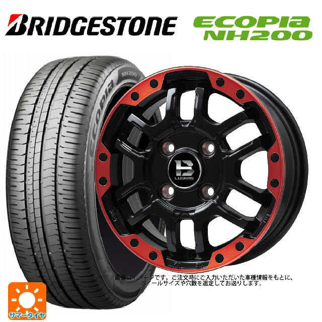195/50R16 84V ブリヂストン エコピア NH200 正規品 ビックウェイ ビーラグナス エフアールディー マットブラックリムレッド 16-6.5J 国産車用 サマータイヤホイール4本セット|タイヤホイール専門店コニシタイヤ