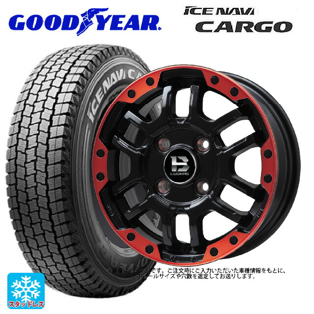スズキ ジムニーノマド(JC74W)用 195/80R15 107/105N グッドイヤー アイスナビ カーゴ # ビックウェイ ビーラグナス エフアールディー マットブラックリムレッド 新品スタッドレスタイヤホイール 4本セット
