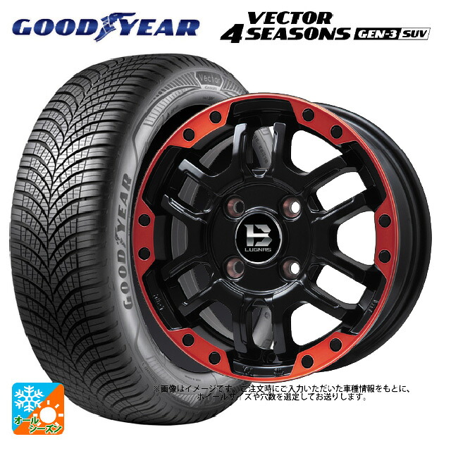 2024年製 225/65R17 106V XL グッドイヤー ベクター4シーズンズ ジェン3 SUV # ビックウェイ ビーラグナス エフアールディー マットブラックリムレッド 17-7J 国産車用 オールシーズンタイヤホイール4本セット