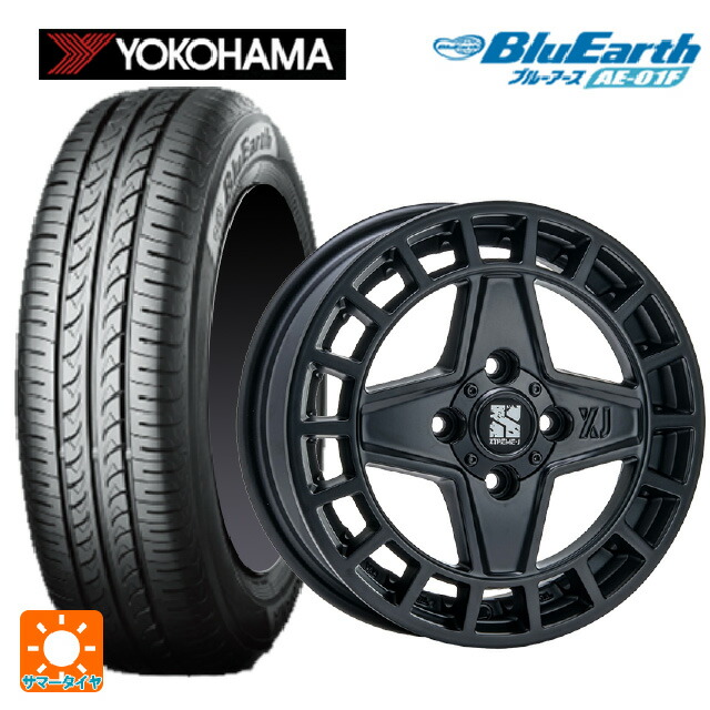 スズキ ハスラー(MR52/92S)用 165/70R14 81S ヨコハマ ブルーアース AE01F エムエルジェイ エクストリームJ クアッド サテンブラック 新品サマータイヤホイール 4本セット