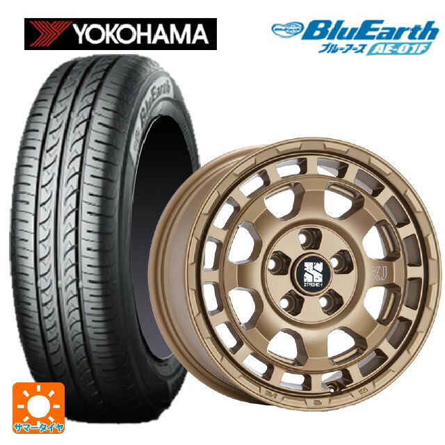 195/55R16 87V ヨコハマ ブルーアース AE01F エムエルジェイ エクストリームJ サバンザ マットブロンズ 16-7J 国産車用 サマータイヤホイール4本セット