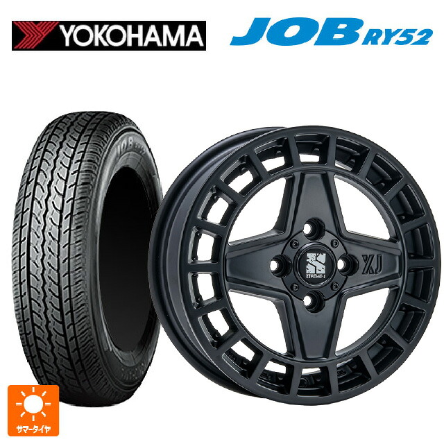 145R12 6PR ヨコハマ ジョブ RY52 エムエルジェイ エクストリームJ クアッド サテンブラック 12-4J 国産車用 サマータイヤホイール4本セット