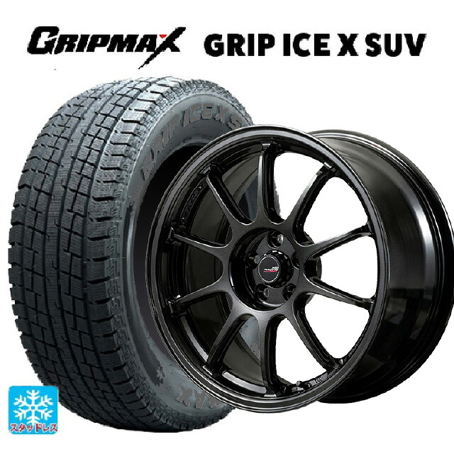 225/55R18 102H XL グリップマックス グリップアイスX SUV ブラックレター # エムアイディー MIDレーシング R10 エボ BLM 18-7.5J 国産車用 スタッドレスタイヤホイール4本セット