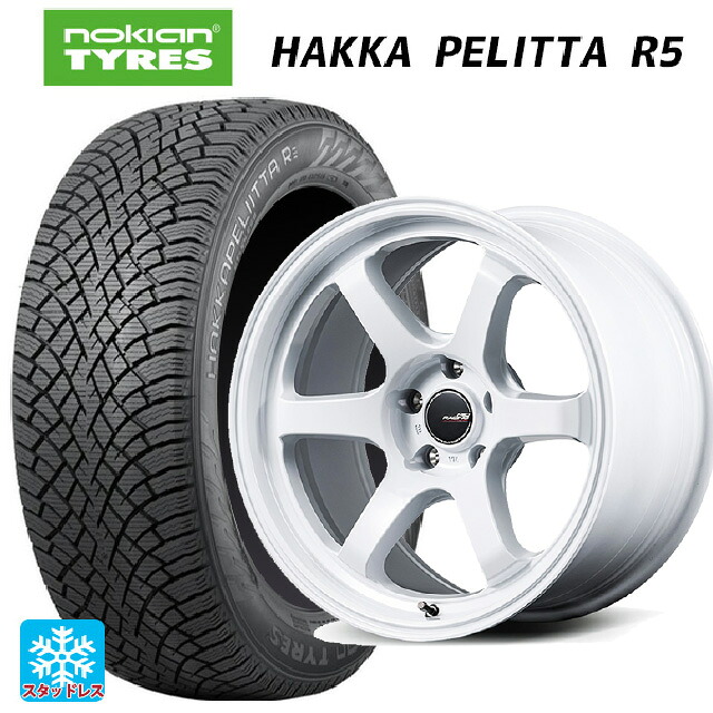 215/55R17 98R XL ノキアン ハッカペリッタR5 エムアイディー MIDレーシング R06 ホワイト 17-7J 国産車用 スタッドレスタイヤホイール4本セット
