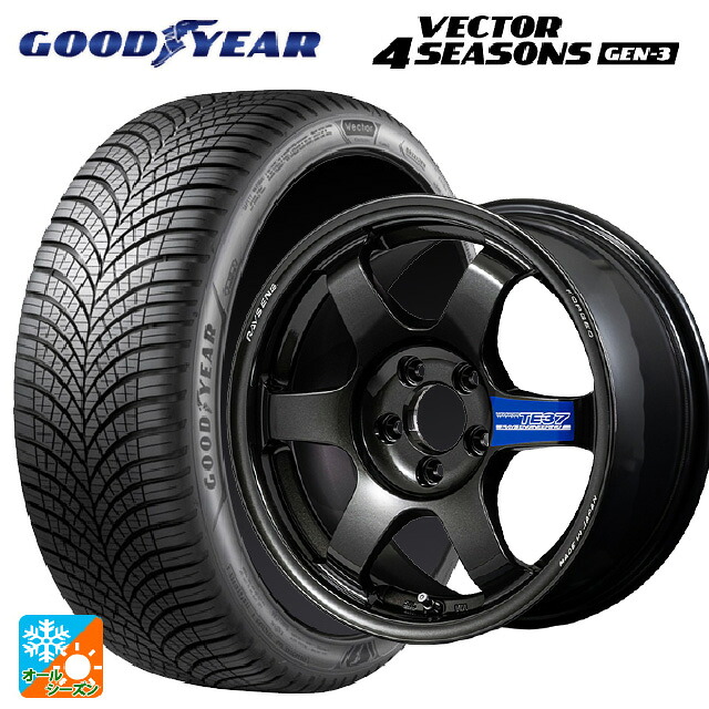 185/60R15 88V XL グッドイヤー ベクター4シーズンズ ジェン3 レイズ ボルクレーシング TE37 グラベル3 MM 15-7J 国産車用 オールシーズンタイヤホイール4本セット
