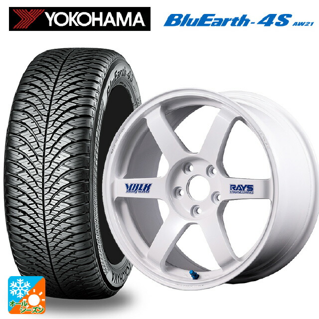225/50R18 99W XL ヨコハマ ブルーアース4S AW21 # レイズ ボルクレーシング TE37サーガ S-プラス 30TH ステッカーバージョン WH 18-8J 国産車用 オールシーズンタイヤホイール4本セット|タイヤホイール専門店コニシタイヤ