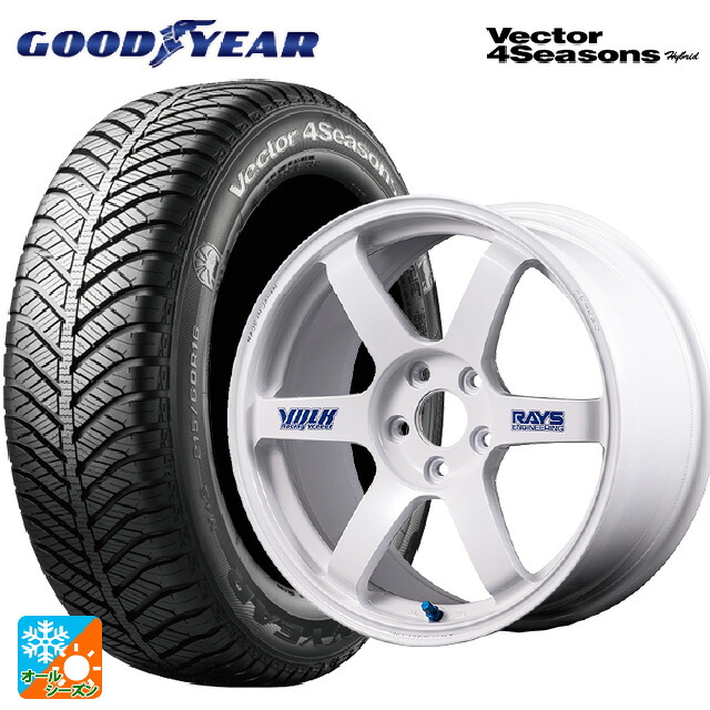 215/45R18 89H グッドイヤー ベクターフォーシーズンズ ハイブリッド レイズ ボルクレーシング TE37サーガ S-プラス 30TH ステッカーバージョン WH 18-8.5J 国産車用 オールシーズンタイヤホイール4本セット｜タイヤホイール専門店コニシタイヤ