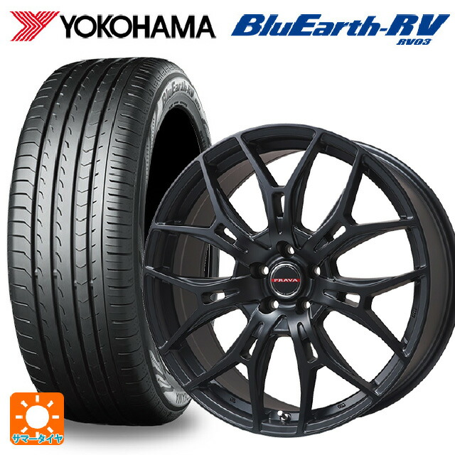 225/40R19 93W XL ヨコハマ ブルーアース RV03 ビックウェイ レイシーン プラバ 7M セミグロスブラック 19-8J 国産車用 サマータイヤホイール4本セット|タイヤホイール専門店コニシタイヤ