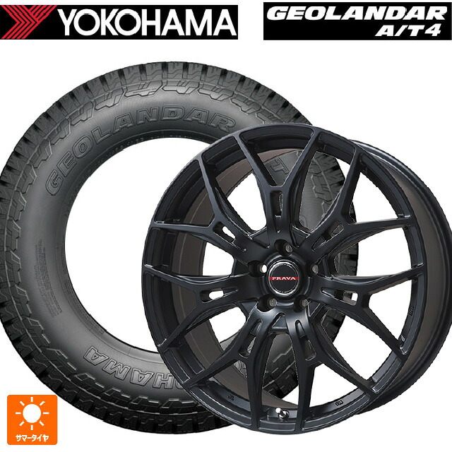 トヨタ bZ4X(11/15系)用 235/60R18 107H XL ヨコハマ ジオランダー AT4 G018 ブラックレター 正規品 ビックウェイ レイシーン プラバ 7M セミグロスブラック 新品サマータイヤホイール 4本セット