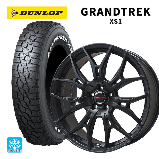 2024年製 215/70R16 100/97N ダンロップ グラントレックXS1 ホワイトレター # ビックウェイ レイシーン プラバ 7M セミグロスブラック 16-6.5J 国産車用 スタッドレスタイヤホイール4本セット