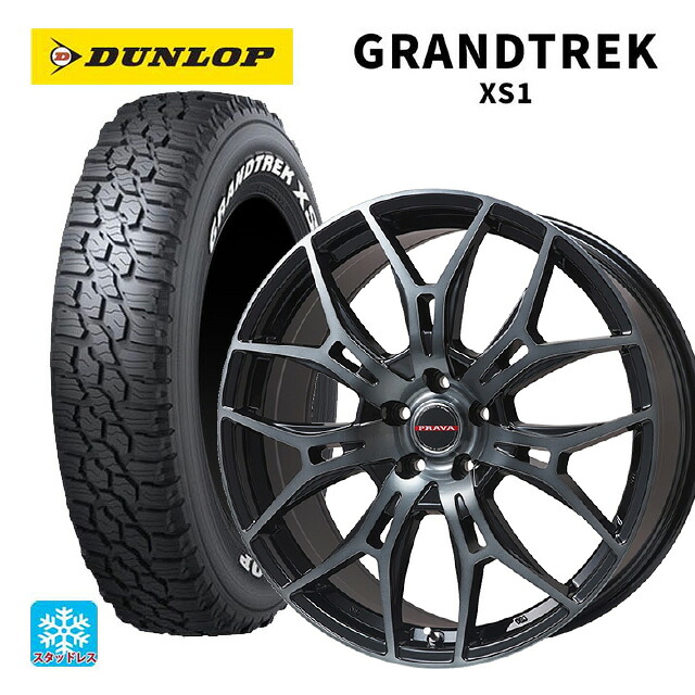 2024年製 215/70R16 100/97N ダンロップ グラントレックXS1 ホワイトレター # ビックウェイ レイシーン プラバ 7M ブラッククリア 16-6.5J 国産車用 スタッドレスタイヤホイール4本セット