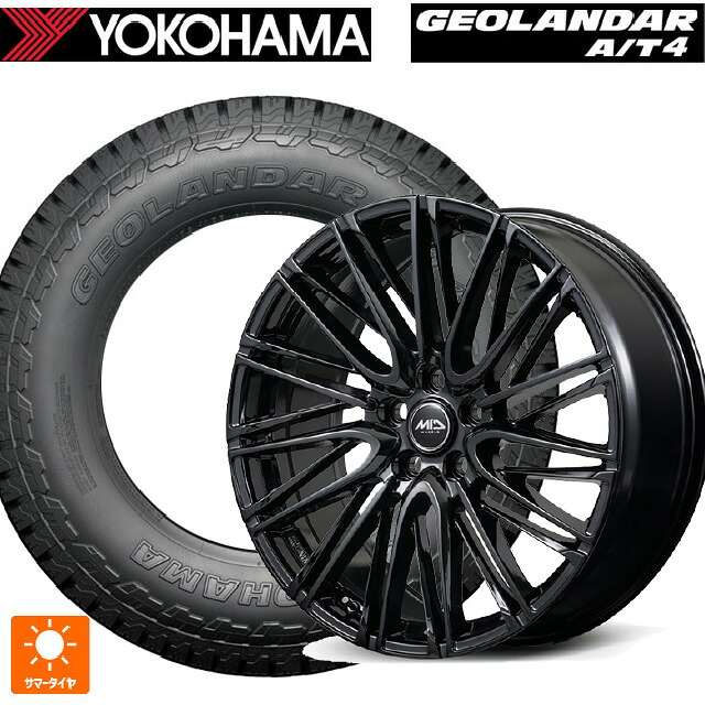 トヨタ クラウンエステート(AZSH38/39)用 235/60R18 107H XL ヨコハマ ジオランダー AT4 G018 ブラックレター 正規品 エムアイディー レフィナーダ モーション6 グロスブラック 新品サマータイヤホイール 4本セット