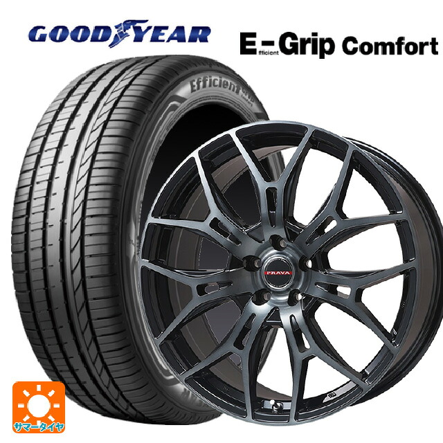215/45R18 93W XL グッドイヤー エフィシェントグリップ コンフォート ビックウェイ レイシーン プラバ 7M ブラッククリア 18-7J 国産車用 サマータイヤホイール4本セット