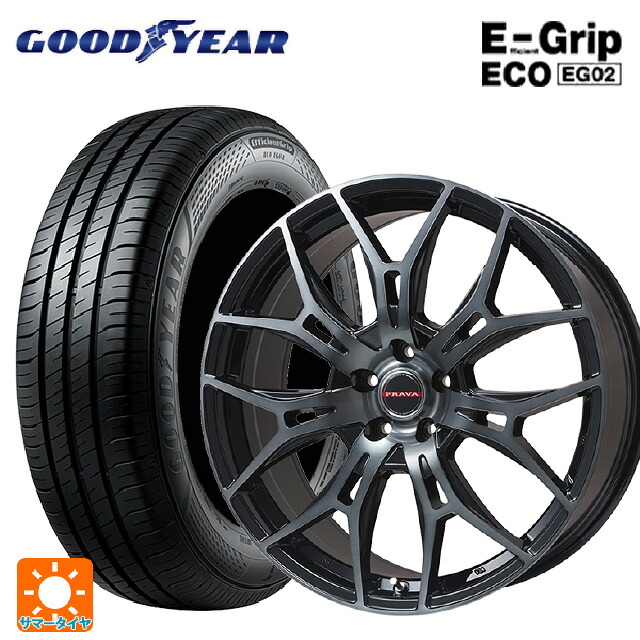 215/65R16 98H グッドイヤー エフィシェントグリップ エコ EG02 ビックウェイ レイシーン プラバ 7M ブラッククリア 16-6.5J 国産車用 サマータイヤホイール4本セット