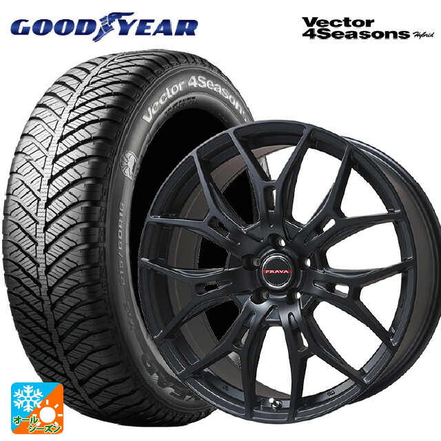 165/60R15 77H グッドイヤー ベクターフォーシーズンズ ハイブリッド ビックウェイ レイシーン プラバ 7M セミグロスブラック 15-4.5J 国産車用 オールシーズンタイヤホイール4本セット|タイヤホイール専門店コニシタイヤ