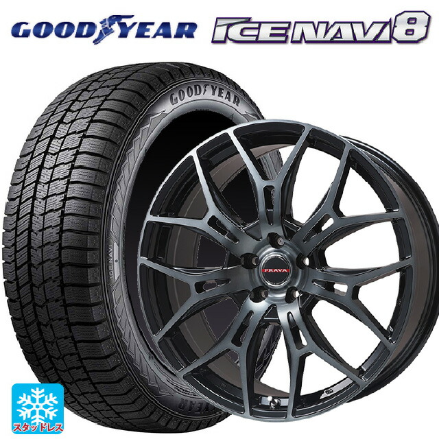 2024年製 225/55R19 99Q グッドイヤー アイスナビ8 ビックウェイ レイシーン プラバ 7M ブラッククリア 19-8J 国産車用 スタッドレスタイヤホイール4本セット