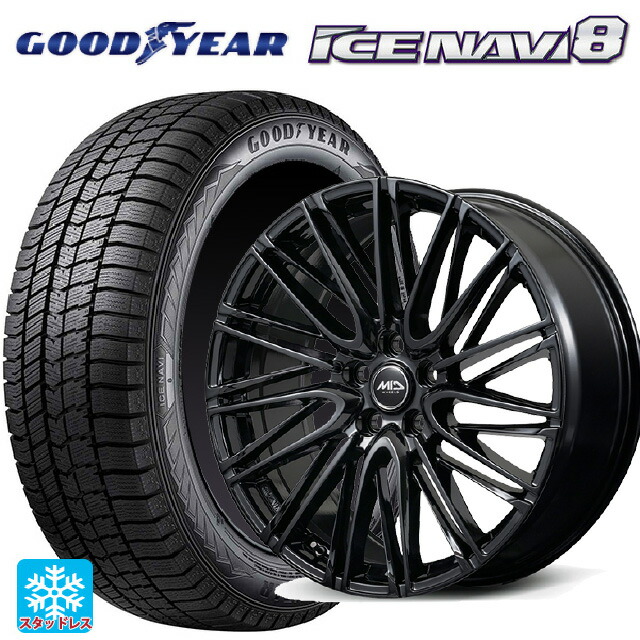 トヨタ クラウンエステート(AZSH38/39)用 2025年製 235/55R19 101Q グッドイヤー アイスナビ8 # エムアイディー レフィナーダ モーション6 グロスブラック 新品スタッドレスタイヤホイール 4本セット