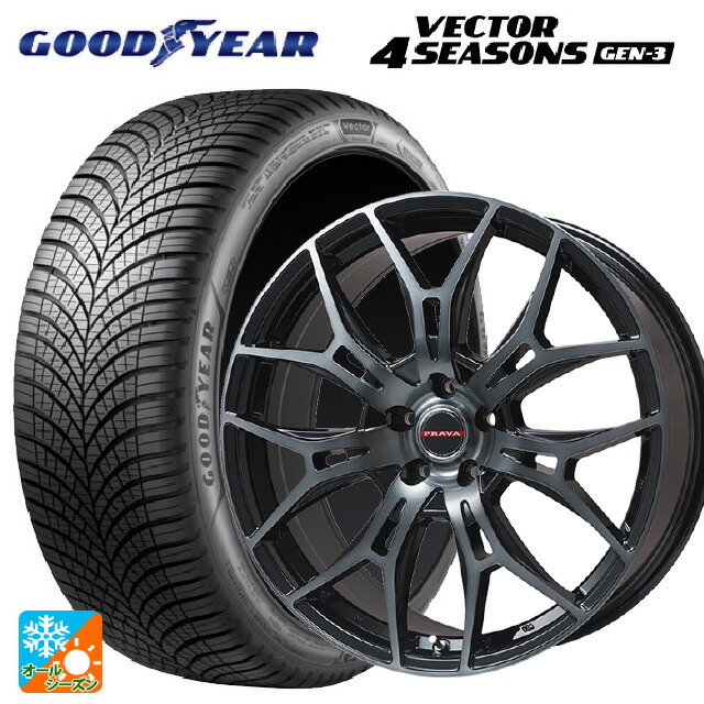215/60R16 99V XL グッドイヤー ベクター4シーズンズ ジェン3 ビックウェイ レイシーン プラバ 7M ブラッククリア 16-6.5J 国産車用 オールシーズンタイヤホイール4本セット
