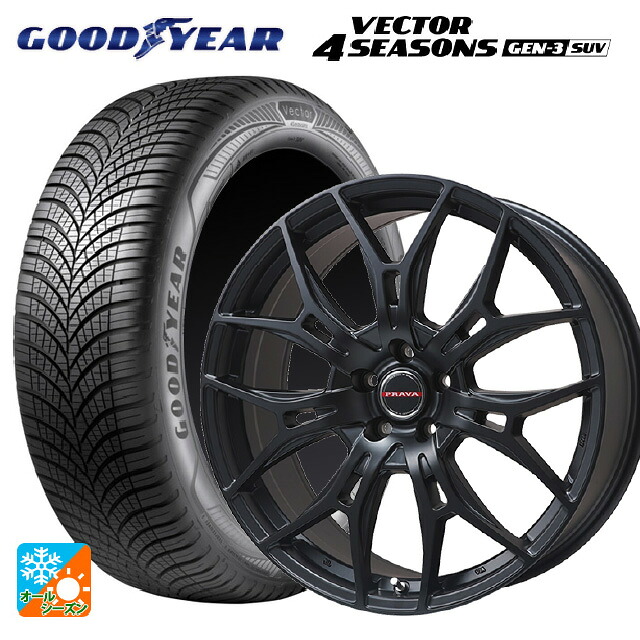 2024年製 225/65R17 106V XL グッドイヤー ベクター4シーズンズ ジェン3 SUV # ビックウェイ レイシーン プラバ 7M セミグロスブラック 17-7J 国産車用 オールシーズンタイヤホイール4本セット