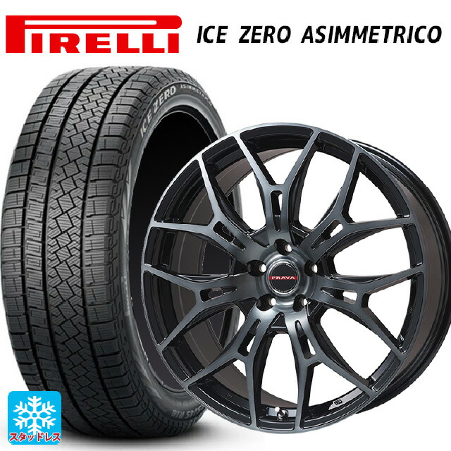2024年製 215/45R17 91H XL ピレリ アイスゼロ アシンメトリコ 正規品 ビックウェイ レイシーン プラバ 7M ブラッククリア 17-7J 国産車用 スタッドレスタイヤホイール4本セット