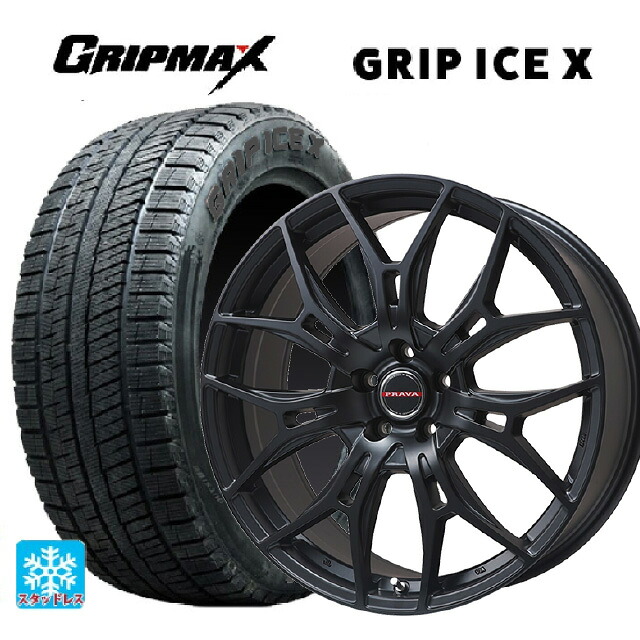 205/60R16 96T XL グリップマックス グリップアイスX ブラックレター # ビックウェイ レイシーン プラバ 7M セミグロスブラック 16-6.5J 国産車用 スタッドレスタイヤホイール4本セット