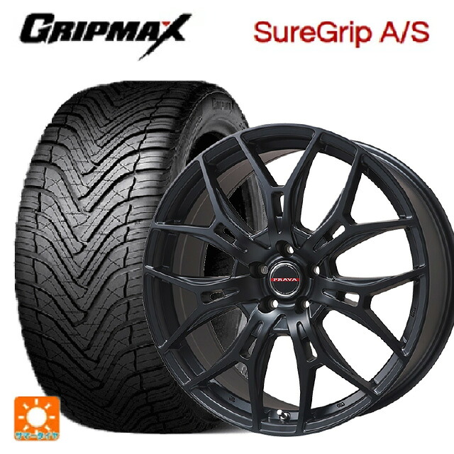 225/40R19 93W XL グリップマックス シュアグリップ A/S ブラックレター ビックウェイ レイシーン プラバ 7M セミグロスブラック 19-8J 国産車用 オールシーズンタイヤホイール4本セット