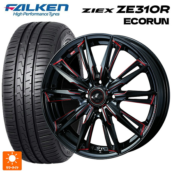 ニッサン ノートオーラ(E13)用 205/50R17 93W XL ファルケン ジークス ZE310R エコラン ウェッズ レオニス GX BK/SC(RED) 新品サマータイヤホイール 4本セット|タイヤホイール専門店コニシタイヤ